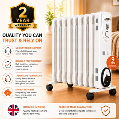 Mylek Oil Filled Electric Portable Space Heater Radiator with ...