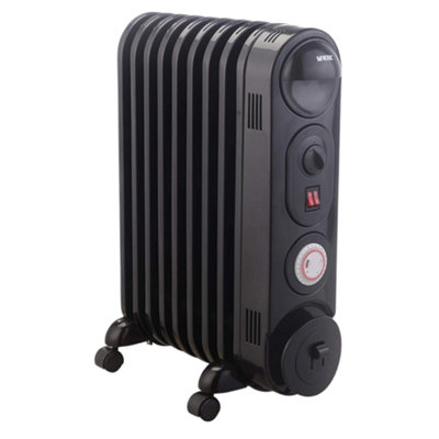 Mylek Oil Filled Radiator Electric Heater, Portable, Thermostat and 24hr  Timer, Black | DIY at Bu0026Q