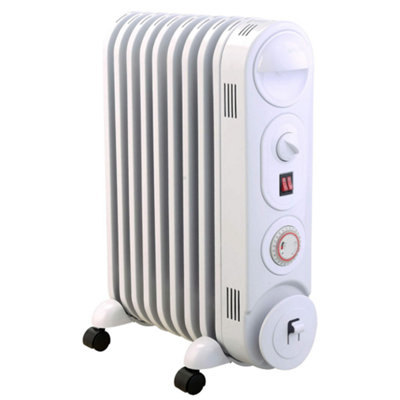 Mylek Oil Filled Radiator Electric Heater, Portable, Thermostat and 24hr  Timer by Mylek 2000w | DIY at Bu0026Q