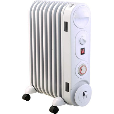 Mylek Oil Filled Radiator Electric Heater, Portable, Thermostat and 24hr Timer by Mylek 2000w