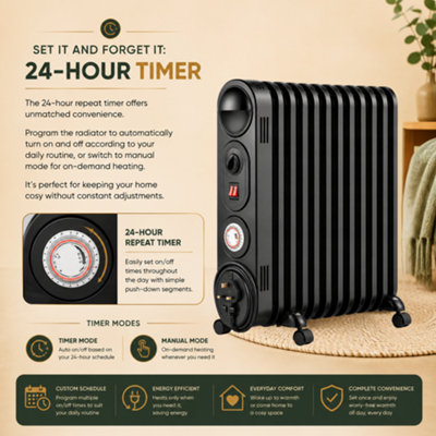 Mylek Oil Filled Radiator Electric Heater, Portable, Thermostat and ...