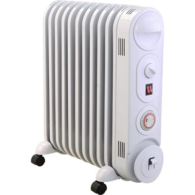 Mylek Oil Filled Radiator Electric Heater, Portable, Thermostat and 24hr Timer by Mylek 2500w