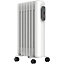 Mylek Oil Filled Radiator Electric Heater Portable With Adjustable Thermostat - White 1500w