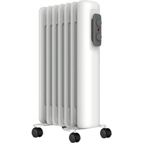 Mylek Oil Filled Radiator Electric Heater Portable With Adjustable Thermostat - White 1500w