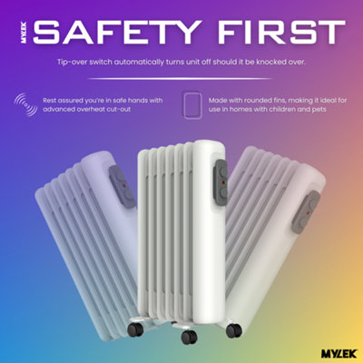 Mylek Oil Filled Radiator Electric Heater Portable With Adjustable ...