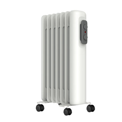 Mylek Oil Filled Radiator Electric Heater Portable With Adjustable Thermostat - White 2000w
