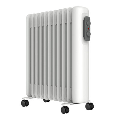 Mylek Oil Filled Radiator Electric Heater Portable With Adjustable Thermostat - White 2500w