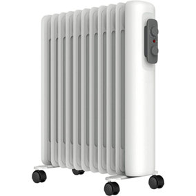 Mylek Oil Filled Radiator Electric Heater Portable With Adjustable Thermostat - White 2500w