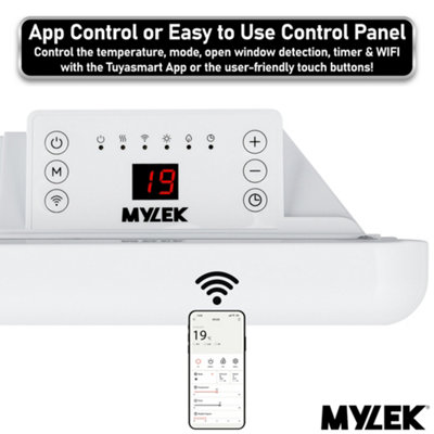 MYLEK Panel Heater 1.5KW Eco Smart WiFi App Radiator Electric Low Energy  with Timer and Thermostat | DIY at Bu0026Q