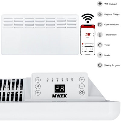 MYLEK Panel Heater 2KW Eco Smart WiFi App Radiator Electric Low Energy with Timer and Thermostat