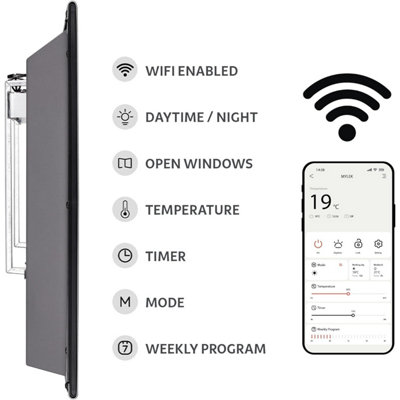 MYLEK Panel Space Heater 0.5KW Eco Smart WiFi App Radiator Electric Slim Low Energy IPX4 rated