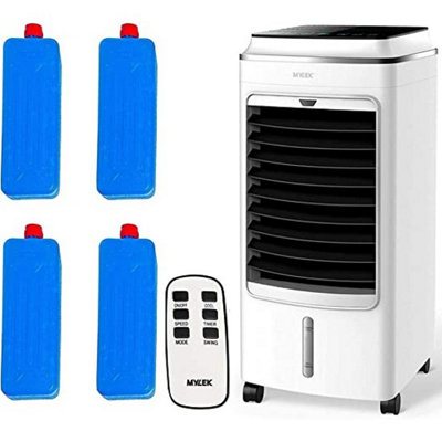 MYLEK Portable Air Cooler Evaporative Mobile 4L With Remote Control, LCD, Timer, Air Purifier Ioniser, 3 Speeds