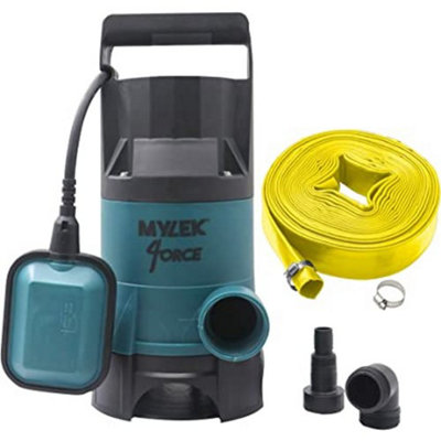 MYLEK Submersible Water Pump Electric 750W for Clean or Dirty Water with Float Switch with 20m Yellow Hose