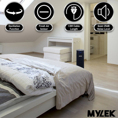 Mylek Tower Fan 34 Inch Cooling Cold Air Stand Fan Remote Control Oscillation and Timer Black - 3