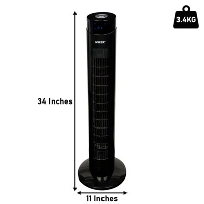 Mylek Tower Fan 34 Inch Cooling Cold Air Stand Fan Remote Control Oscillation and Timer Black - 4