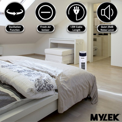 Mylek Tower Fan 34 Inch Cooling Cold Air Stand Fan Remote Control Oscillation and Timer White - 3