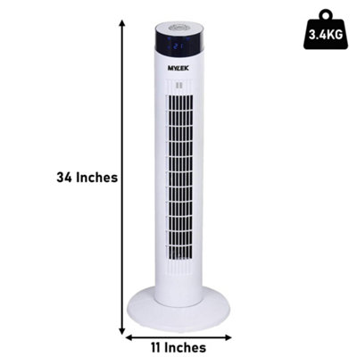 Mylek Tower Fan 34 Inch Cooling Cold Air Stand Fan Remote Control Oscillation and Timer White - 4