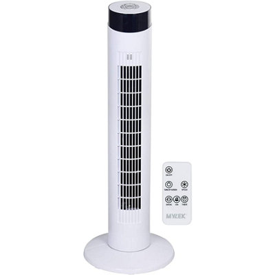 MYLEK Tower Fan 34-Inch Oscillating Stand Cooler with Remote Control, Ioniser, Timer, Quiet and 3 Cooling Speeds Settings