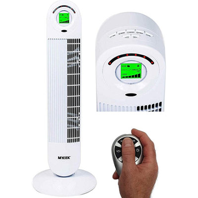 MYLEK Tower Fan 34-Inch Stand Cooler 6 Speed 50W With Remote, Night Dim ...