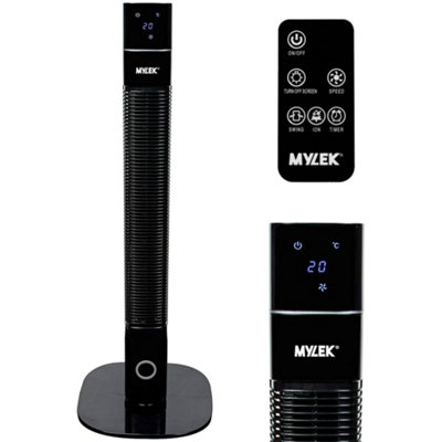 Mylek Tower Fan 36 Inch Cooling Cold Air Stand Fan Remote Control Oscillation and Timer Black