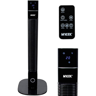 Mylek Tower Fan 36 Inch Cooling Cold Air Stand Fan Remote Control Oscillation and Timer Black