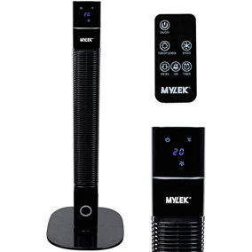 Mylek Tower Fan 36 Inch Cooling Cold Air Stand Fan Remote Control Oscillation and Timer Black