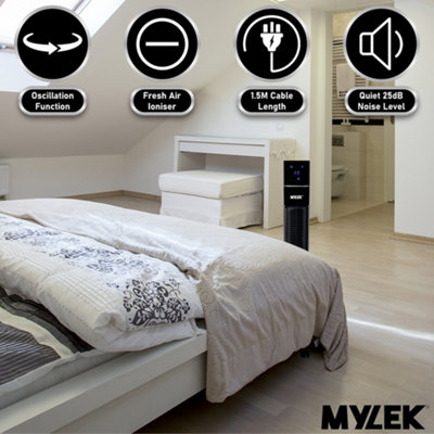 Mylek Tower Fan 36 Inch Cooling Cold Air Stand Fan Remote Control Oscillation and Timer Black - 3