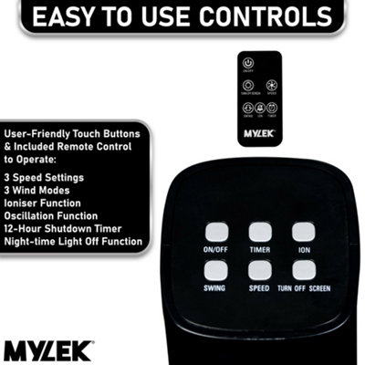 Mylek Tower Fan 36 Inch Cooling Cold Air Stand Fan Remote Control Oscillation and Timer Black - 5