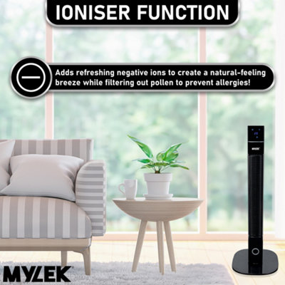 Mylek Tower Fan 36 Inch Cooling Cold Air Stand Fan Remote Control Oscillation and Timer Black - 7