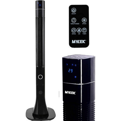 Mylek Tower Fan 48 Inch Cooling Cold Air Stand Fan Remote Control Oscillation and Timer Black