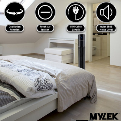 Mylek Tower Fan 48 Inch Cooling Cold Air Stand Fan Remote Control Oscillation and Timer Black - 3