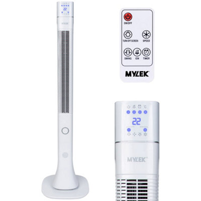 Mylek Tower Fan 48 Inch Cooling Cold Air Stand Fan Remote Control Oscillation and Timer White