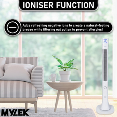 Mylek Tower Fan 48 Inch Cooling Cold Air Stand Fan Remote Control Oscillation and Timer White - 7