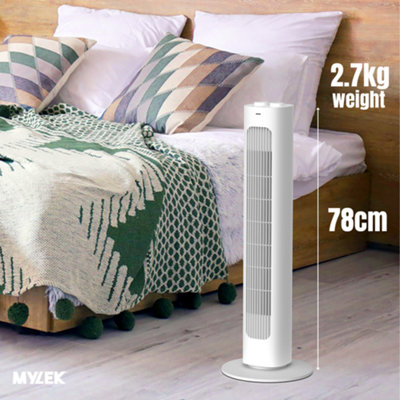 Mylek Tower Fan Cooling Cold Air Stand Fan Oscillation and Timer White