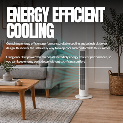 Mylek Tower Fan Cooling Cold Air Stand Fan Oscillation and Timer White
