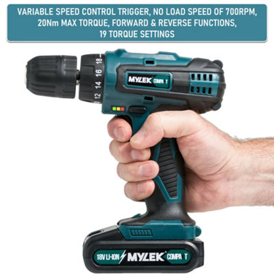 MYLEK VCB Cordless Drill with MYLEK 4ORCE 56 Piece Accessory Kit - 3