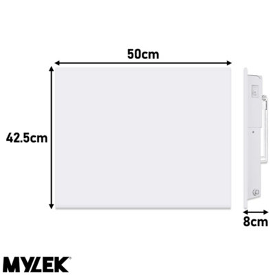 MYLEK Wall Mounted Slimline White Panel Heater 1000w Daily and Weekly  Timer, Digital Thermostat | DIY at Bu0026Q