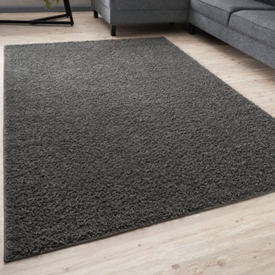 Myshaggy Collection Living Room Rugs Solid Design  Dark Grey