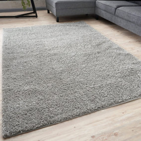 Myshaggy Collection Living Room Rugs Solid Design  Grey