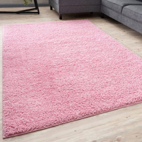 Myshaggy Collection Living Room Rugs Solid Design  Pink