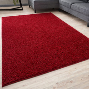 Myshaggy Collection Living Room Rugs Solid Design  Red