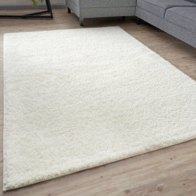 Myshaggy Collection Living Room Rugs Solid Design  White