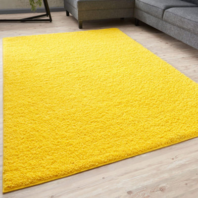 Myshaggy Collection Living Room Rugs Solid Design  Yellow