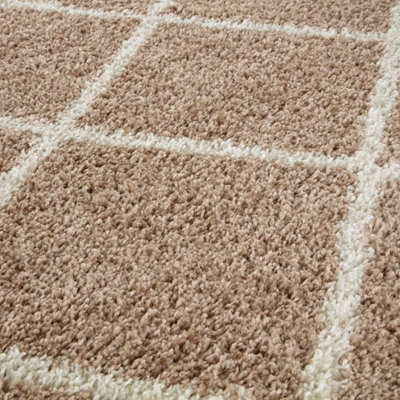 Myshaggy Collection Rugs Diamond Design in Beige 383 BI