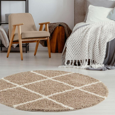 Myshaggy Collection Rugs Diamond Design in Beige 383 BI