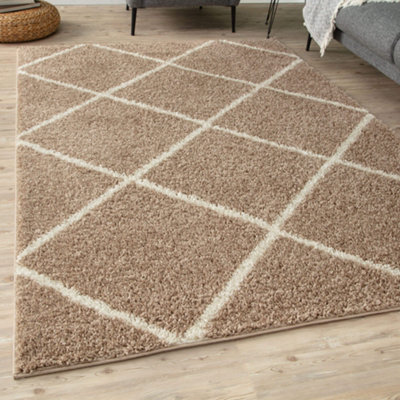 Myshaggy Collection Rugs Diamond Design in Beige  383 BI