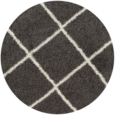 Myshaggy Collection Rugs Diamond Design in Dark Grey  383D