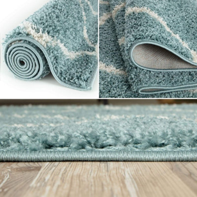 Myshaggy Collection Rugs Diamond Design in Duck Egg Blue  383DB