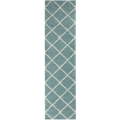 Myshaggy Collection Rugs Diamond Design in Duck Egg Blue  383DB