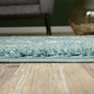 Myshaggy Collection Rugs Diamond Design in Duck Egg Blue 383DB